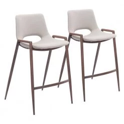 Desi Counter Chair (Set of 2) Beige by ZUO