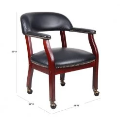 24 in. Width Big and Tall Black and Mahogany Faux Leather Guest Office Chair by BOSS Office Products -BOSS Offic Shop black and mahogany boss office products guest office chairs b9545 bk 40 1000