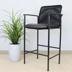 BOSS Black Office Back Mesh Vinyl Seat Bar Height Chair Fixed Arm Rests by BOSS Office Products -BOSS Offic Shop black boss office products bar stools b16909 cs 31 1000