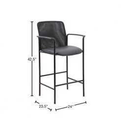 BOSS Black Office Back Mesh Vinyl Seat Bar Height Chair Fixed Arm Rests by BOSS Office Products -BOSS Offic Shop black boss office products bar stools b16909 cs 40 1000