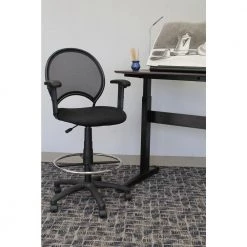 Black Mesh Drafting Stool with Adjustable Arms by BOSS Office Products -Default Template 6 black boss office products drafting chairs b16216 31 1000