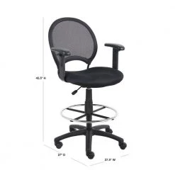 Black Mesh Drafting Stool with Adjustable Arms by BOSS Office Products -Default Template 6 black boss office products drafting chairs b16216 40 1000