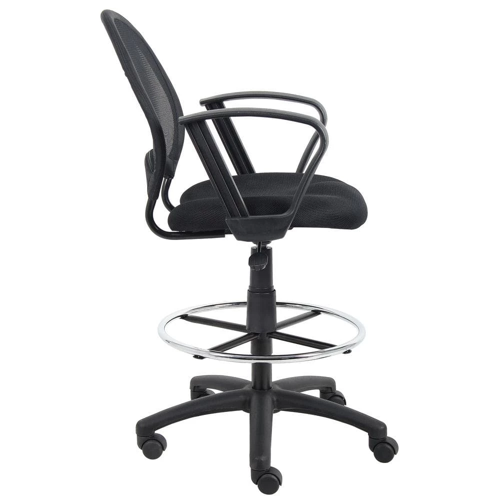 Black Mesh Drafting Stool with Loop Arms by BOSS Office Products 8 Black Mesh Drafting Stool with Loop Arms by BOSS Office Products - Image 6