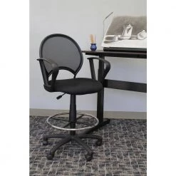 Black Mesh Drafting Stool with Loop Arms by BOSS Office Products 19 Black Mesh Drafting Stool with Loop Arms by BOSS Office Products -Default Template 6 black boss office products drafting chairs b16217 31 1000