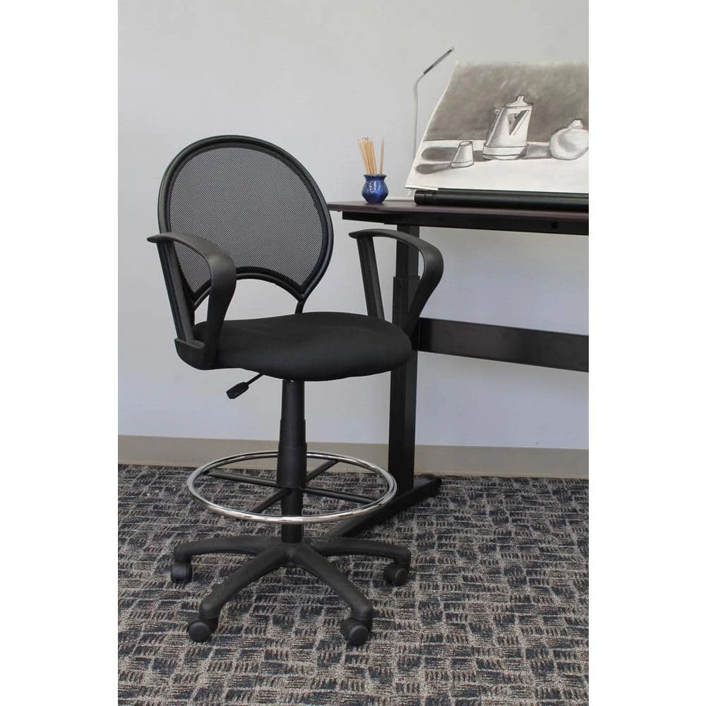 Black Mesh Drafting Stool with Loop Arms by BOSS Office Products 11 Black Mesh Drafting Stool with Loop Arms by BOSS Office Products - Image 9