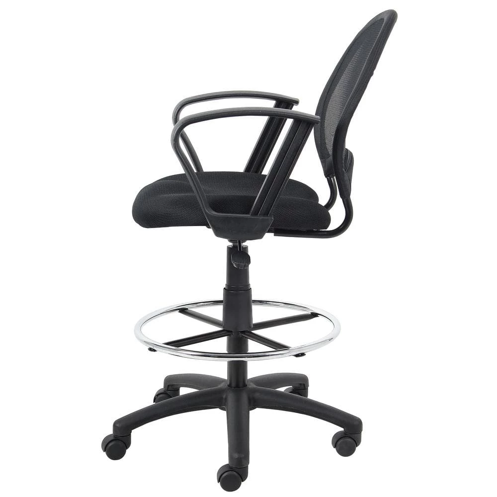 Black Mesh Drafting Stool with Loop Arms by BOSS Office Products 4 Black Mesh Drafting Stool with Loop Arms by BOSS Office Products - Image 2