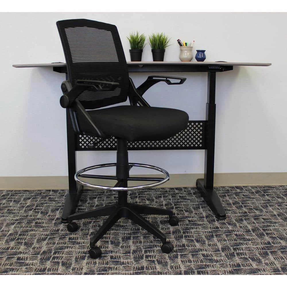 Black Mesh Drafting Chair with Flip-Up Arms by BOSS Office Products 6 Black Mesh Drafting Chair with Flip-Up Arms by BOSS Office Products - Image 4