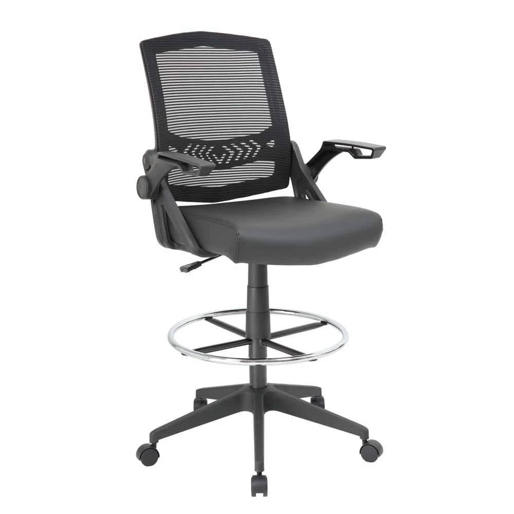 Black Mesh Drafting Chair with Flip-Up Arms by BOSS Office Products 3 Black Mesh Drafting Chair with Flip-Up Arms by BOSS Office Products