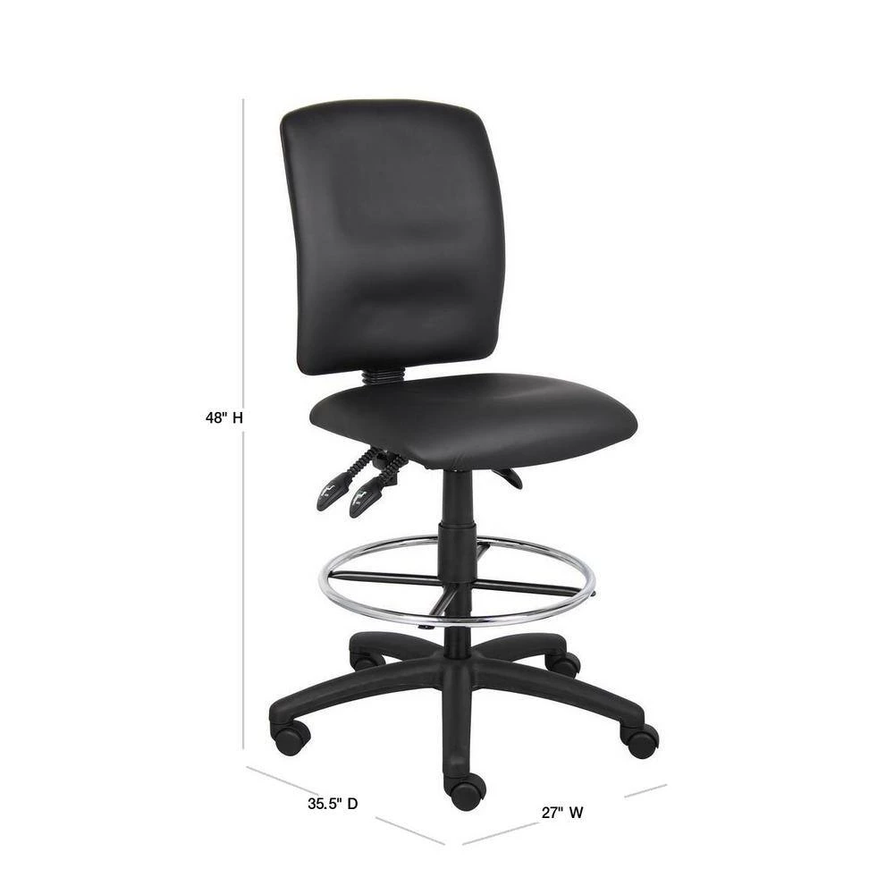 Black Multi-Function Leather Plus Drafting Stool by BOSS Office Products 5 Black Multi-Function Leather Plus Drafting Stool by BOSS Office Products - Image 3