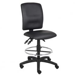 Black Multi-Function Leather Plus Drafting Stool by BOSS Office Products