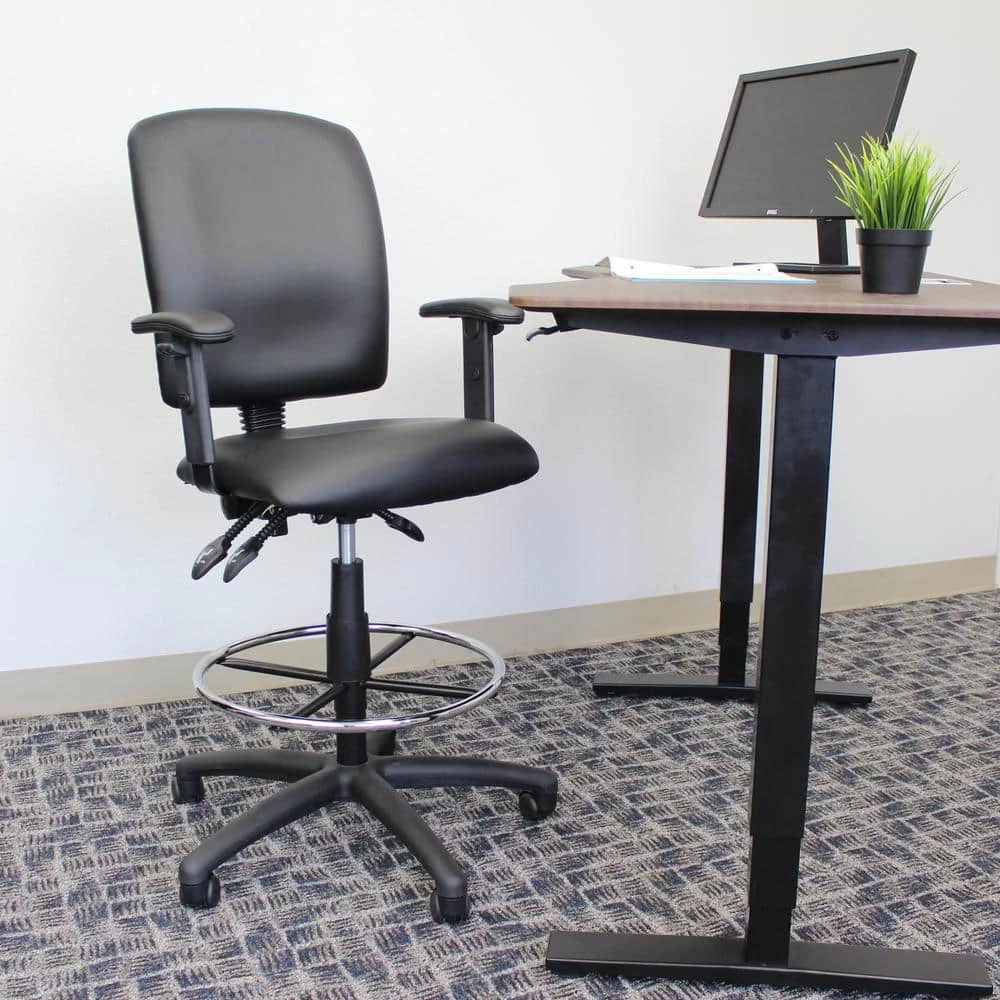 27 in. Width Big and Tall Black Fabric Drafting Chair with Swivel Seat by BOSS Office Products 7 27 in. Width Big and Tall Black Fabric Drafting Chair with Swivel Seat by BOSS Office Products - Image 5