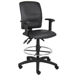 27 in. Width Big and Tall Black Fabric Drafting Chair with Swivel Seat by BOSS Office Products