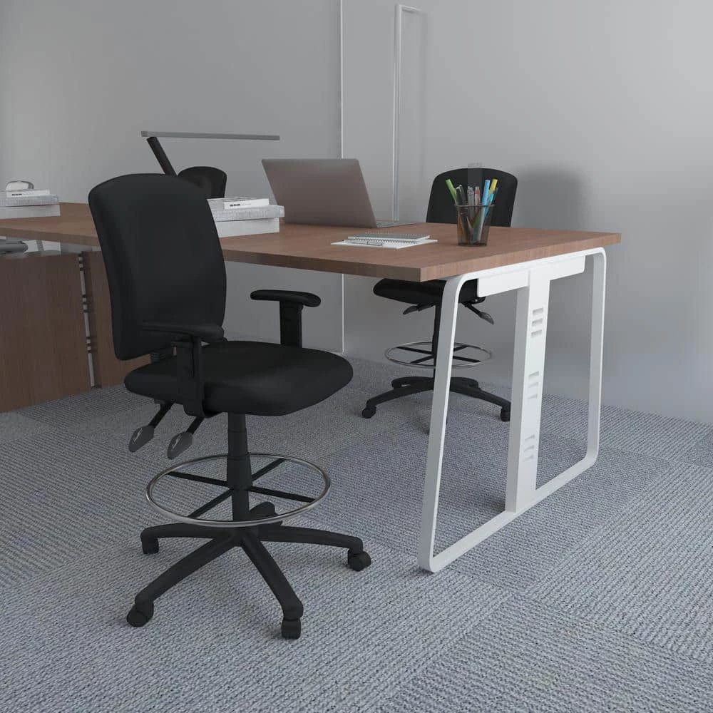 27 in. Width Big and Tall Black Fabric Drafting Chair with Swivel Seat by BOSS Office Products 5 27 in. Width Big and Tall Black Fabric Drafting Chair with Swivel Seat by BOSS Office Products - Image 3