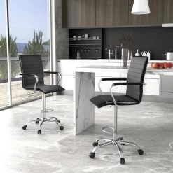 Black Designer Style Counter height Arm Chair Caresoft Vinyl Chrome Arms Footring and Base Neumatic Lift by BOSS Office Products 9 Black Designer Style Counter height Arm Chair Caresoft Vinyl Chrome Arms Footring and Base Neumatic Lift by BOSS Office Products -Default Template 6 black boss office products drafting chairs b16533c bk c3 1000