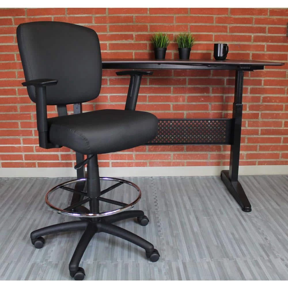 Black Modern Style Drafting Chair with Adj Arms by BOSS Office Products 7 Black Modern Style Drafting Chair with Adj Arms by BOSS Office Products - Image 5