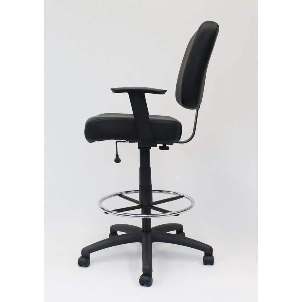 Black Modern Style Drafting Chair with Adj Arms by BOSS Office Products 4 Black Modern Style Drafting Chair with Adj Arms by BOSS Office Products - Image 2