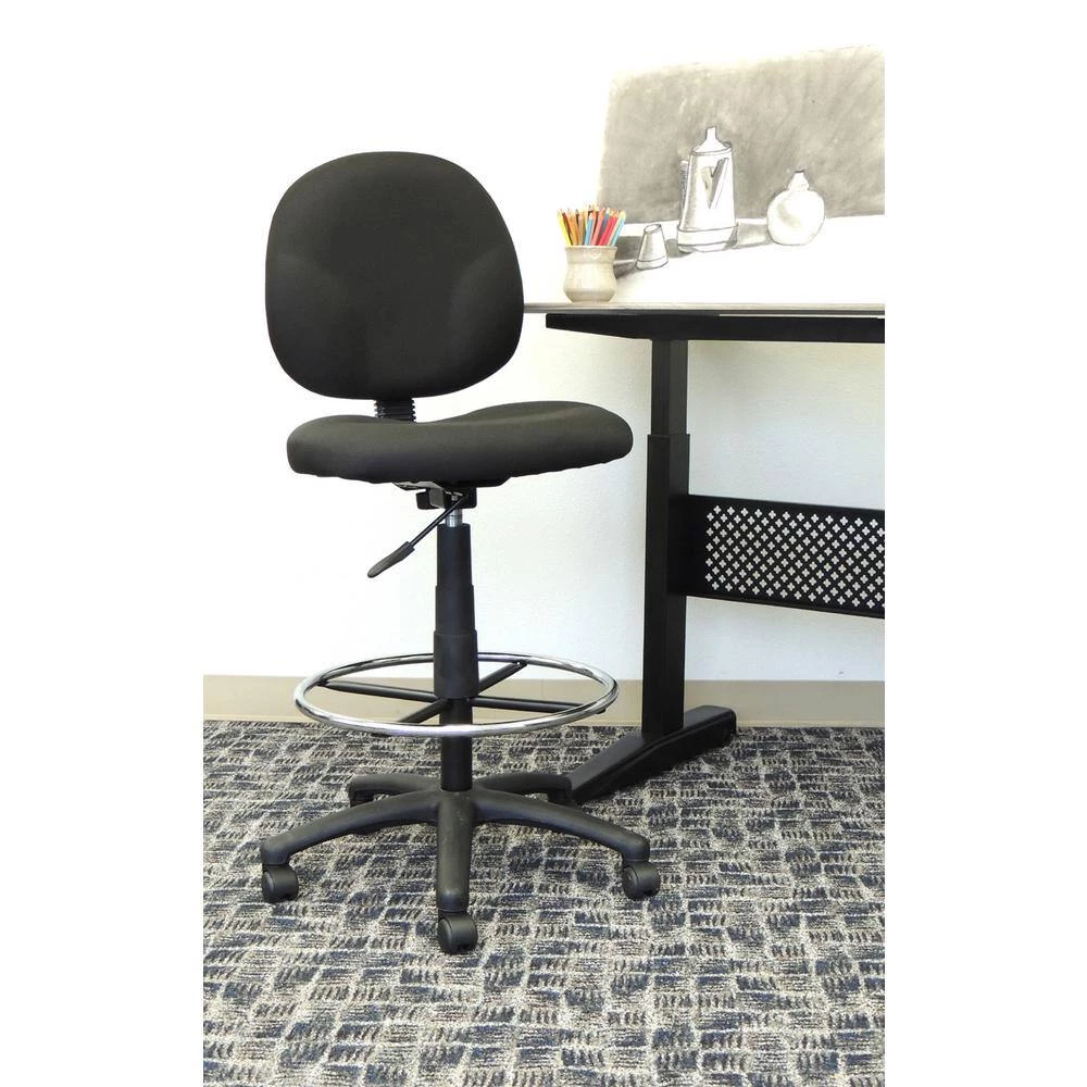Black Crepe Fabric Armless Ergonomic Drafting Chair by BOSS Office Products 8 Black Crepe Fabric Armless Ergonomic Drafting Chair by BOSS Office Products - Image 6