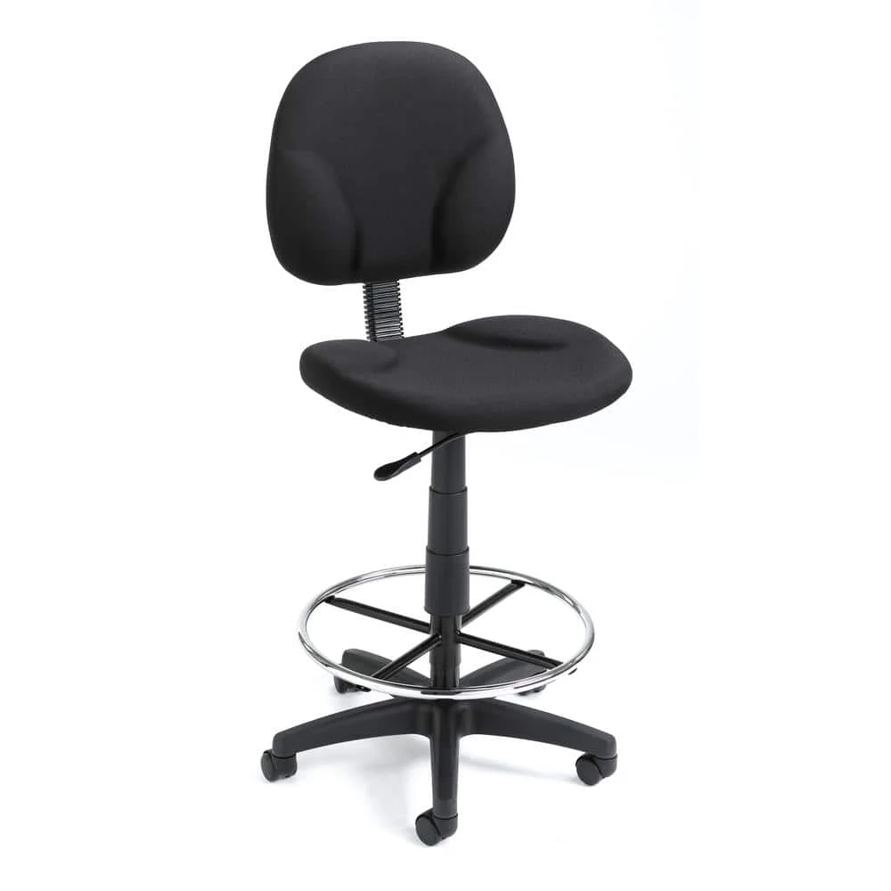 Black Crepe Fabric Armless Ergonomic Drafting Chair by BOSS Office Products 3 Black Crepe Fabric Armless Ergonomic Drafting Chair by BOSS Office Products