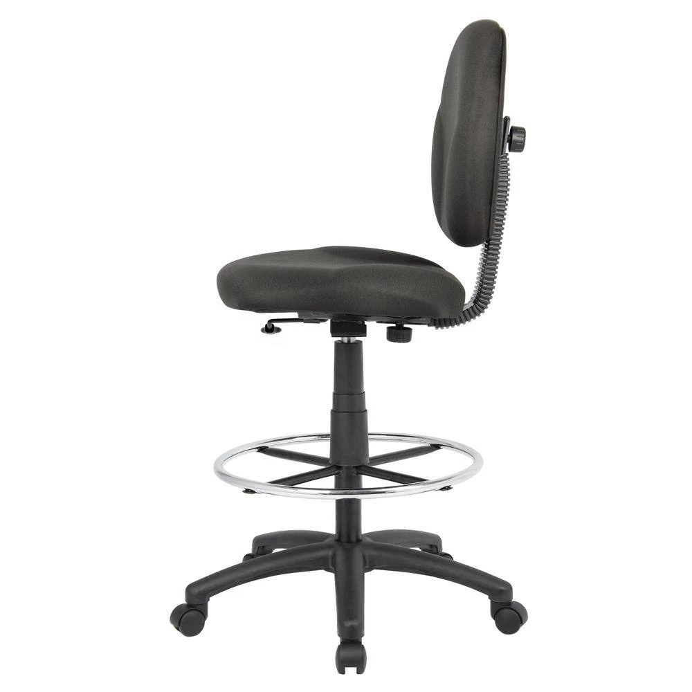 Black Crepe Fabric Armless Ergonomic Drafting Chair by BOSS Office Products 4 Black Crepe Fabric Armless Ergonomic Drafting Chair by BOSS Office Products - Image 2