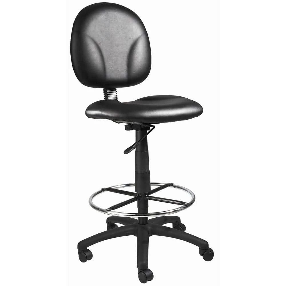 Antimicrobial Black Vinyl Cushions Chrome Footring Armless Pneumatic Lift Drafting Chair by BOSS Office Products 3 Antimicrobial Black Vinyl Cushions Chrome Footring Armless Pneumatic Lift Drafting Chair by BOSS Office Products