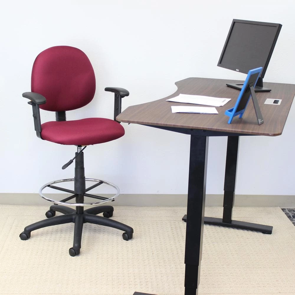 Black Antimicrobial Vinyl Cushions Chrome Footring Adjustment Arms Pneumatic Lift Drafting Chair by BOSS Office Products 7 Black Antimicrobial Vinyl Cushions Chrome Footring Adjustment Arms Pneumatic Lift Drafting Chair by BOSS Office Products - Image 5