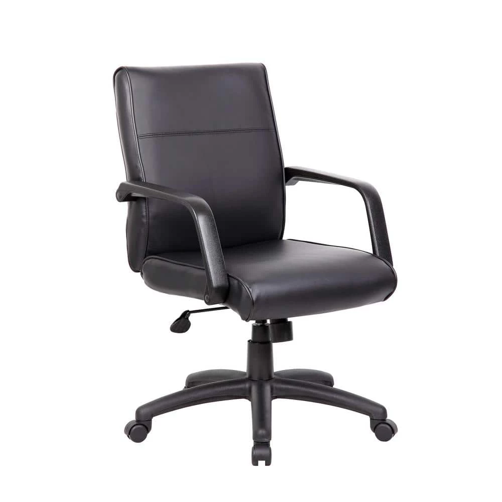 Black Mid Back Executive Chair in LeatherPlus by BOSS Office Products 3 Black Mid Back Executive Chair in LeatherPlus by BOSS Office Products