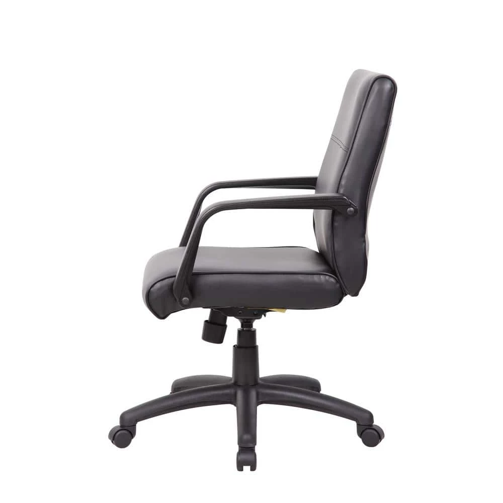 Black Mid Back Executive Chair in LeatherPlus by BOSS Office Products 4 Black Mid Back Executive Chair in LeatherPlus by BOSS Office Products - Image 2