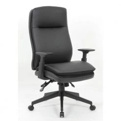 BOSS Office Black High Back Caresoft Upholstery Ergonomic Executive Chair Adjustable Arms by BOSS Office Products