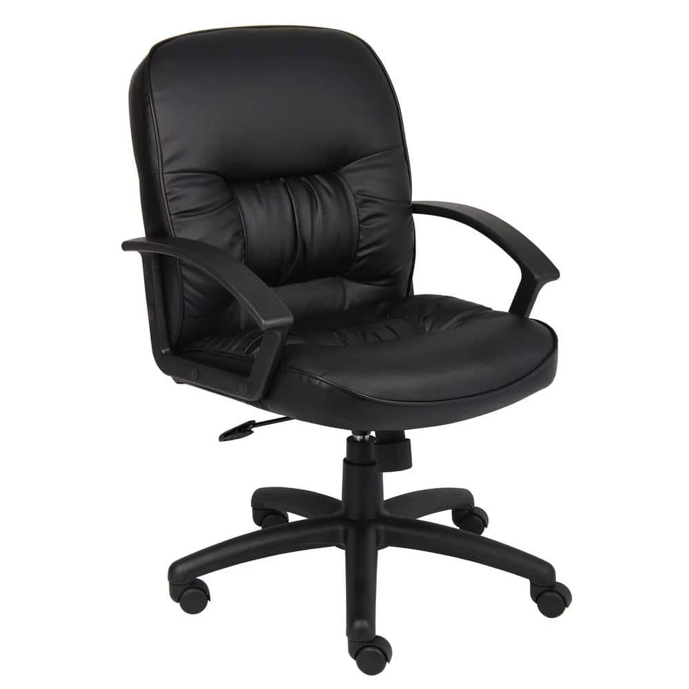 Black LeatherPlus Cover Nylon Armrest Executive Mid-Back Chair by BOSS Office Products 3 Black LeatherPlus Cover Nylon Armrest Executive Mid-Back Chair by BOSS Office Products