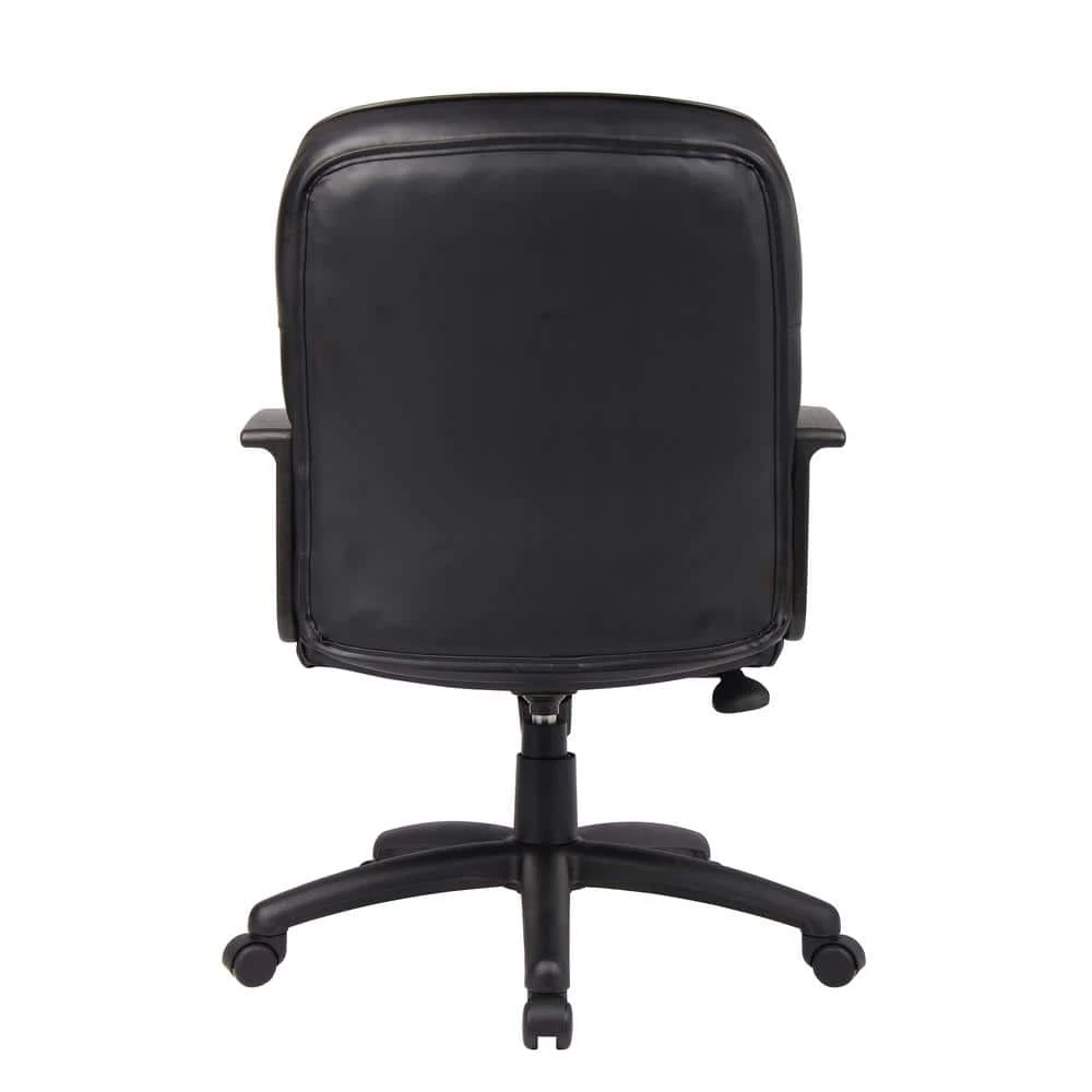 Black LeatherPlus Cover Nylon Armrest Executive Mid-Back Chair by BOSS Office Products 5 Black LeatherPlus Cover Nylon Armrest Executive Mid-Back Chair by BOSS Office Products - Image 3