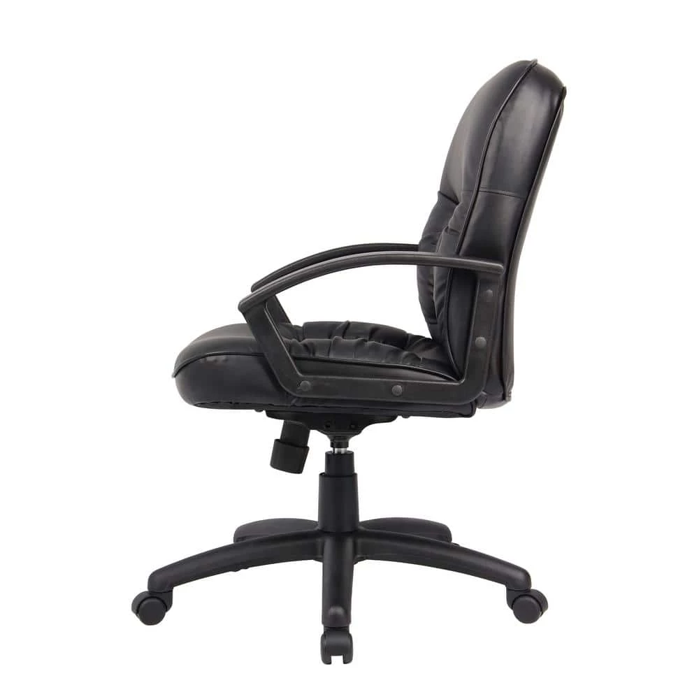 Black LeatherPlus Cover Nylon Armrest Executive Mid-Back Chair by BOSS Office Products 4 Black LeatherPlus Cover Nylon Armrest Executive Mid-Back Chair by BOSS Office Products - Image 2