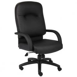 Black Vinyl Deluxe Comfort Cushions Padded Arms Pneumatic Lift Executive High Back Chair by BOSS Office Products
