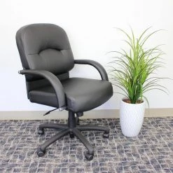Black Caressoft Upholstery Padded Arms Executive Mid-Back Chair by BOSS Office Products 11 Black Caressoft Upholstery Padded Arms Executive Mid-Back Chair by BOSS Office Products -Default Template 6 black boss office products executive chairs b7406 31 1000