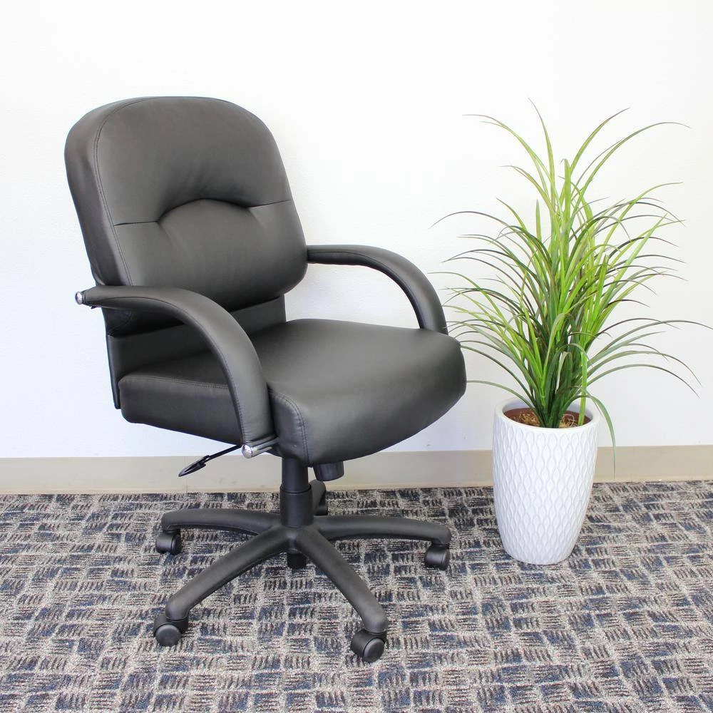 Black Caressoft Upholstery Padded Arms Executive Mid-Back Chair by BOSS Office Products 7 Black Caressoft Upholstery Padded Arms Executive Mid-Back Chair by BOSS Office Products - Image 5