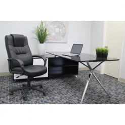 High Back Black Leather Executive Desk Chair with Built-In Lumber Support by BOSS Office Products 13 High Back Black Leather Executive Desk Chair with Built-In Lumber Support by BOSS Office Products -Default Template 6 black boss office products executive chairs b7501 31 1000