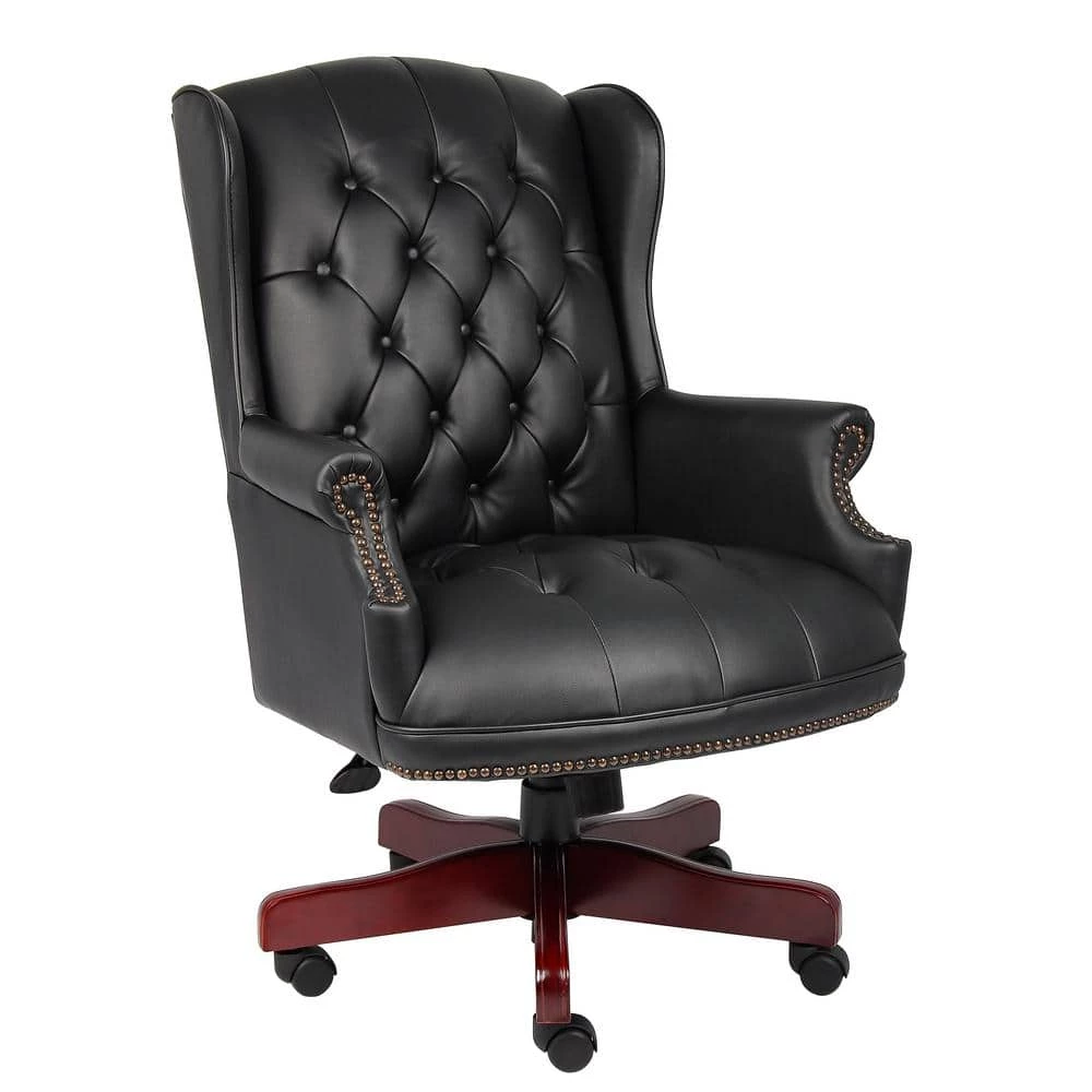 BOSS Office. High Back Black Caresoft Wing Back Button Tufted Traditional Executive Chair by BOSS Office Products 3 BOSS Office. High Back Black Caresoft Wing Back Button Tufted Traditional Executive Chair by BOSS Office Products