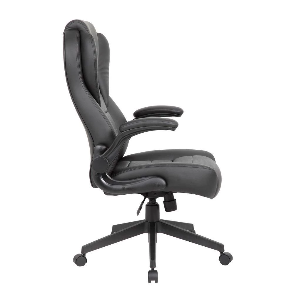 BOSS Office Black High Back Leather Executive Chair with Flip-Up Arms by BOSS Office Products 5 BOSS Office Black High Back Leather Executive Chair with Flip-Up Arms by BOSS Office Products - Image 3