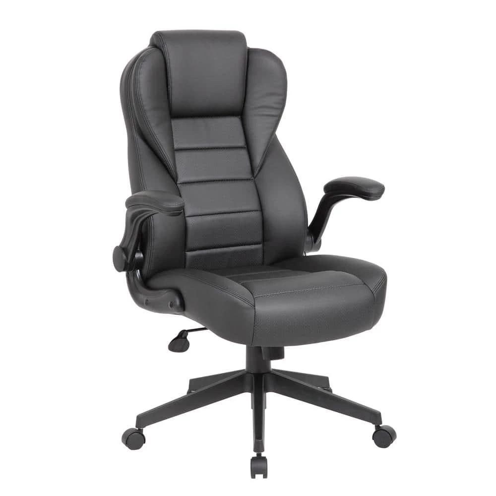 BOSS Office Black High Back Leather Executive Chair with Flip-Up Arms by BOSS Office Products 3 BOSS Office Black High Back Leather Executive Chair with Flip-Up Arms by BOSS Office Products