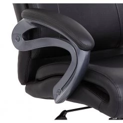 Executive High Back Chair Black Leather Gunmetal Grey Frame Comfort Cushion design Padded Arms Pneumatic Lift by BOSS Office Products -BOSS Offic Shop black boss office products executive chairs b8661 bk 4f 1000