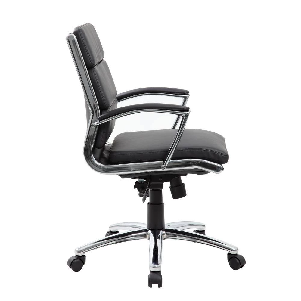 Black Contemporary Mid Back Executive Desk Chair Caresoft Vinyl Upholstery Ergonomic Seat Height Adjustment by BOSS Office Products 9 Black Contemporary Mid Back Executive Desk Chair Caresoft Vinyl Upholstery Ergonomic Seat Height Adjustment by BOSS Office Products - Image 7