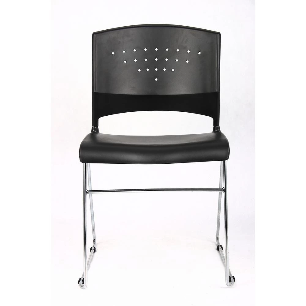 Side Chair Black Plastic Seats Steel Frame Chrome Stackable by BOSS Office Products 8 Side Chair Black Plastic Seats Steel Frame Chrome Stackable by BOSS Office Products - Image 6