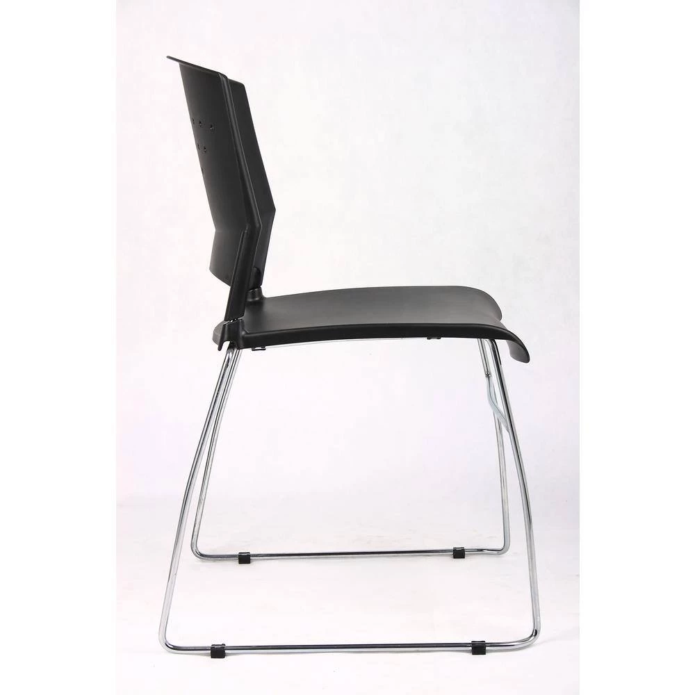 Side Chair Black Plastic Seats Steel Frame Chrome Stackable by BOSS Office Products 9 Side Chair Black Plastic Seats Steel Frame Chrome Stackable by BOSS Office Products - Image 7