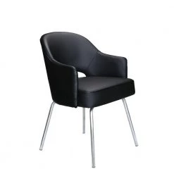 Black Designer Style Guest Chair Caressoft Vinyl Chrome Legs by BOSS Office Products
