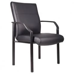 Mid Back Black in Leather Plus Guest Chair by BOSS Office Products