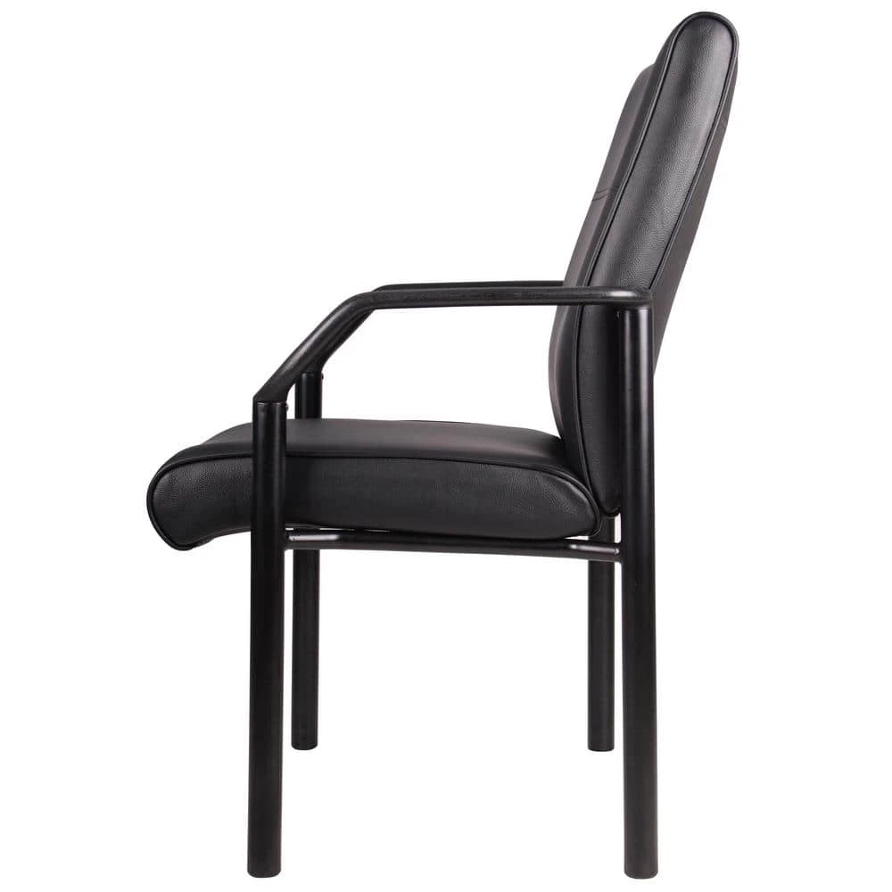Mid Back Black in Leather Plus Guest Chair by BOSS Office Products 4 Mid Back Black in Leather Plus Guest Chair by BOSS Office Products - Image 2