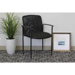 Black Mesh Guest Chair Steel Frame by BOSS Office Products 11 Black Mesh Guest Chair Steel Frame by BOSS Office Products -BOSS Offic Shop black boss office products guest office chairs b6909 bk 31 1000