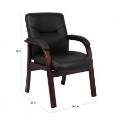 Executive Guest Chair Black Leather Mahogany Wood Padded Arm Rests by BOSS Office Products 9 Executive Guest Chair Black Leather Mahogany Wood Padded Arm Rests by BOSS Office Products -BOSS Offic Shop black boss office products guest office chairs b8909 40 1000