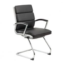 ExecutivePro 23 in. Width Standard Black Faux Leather Guest Office Chair by BOSS Office Products