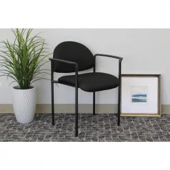 Black Fabric Cushions Black Steel Frame Molded Arm Caps Stackable Side Chair by BOSS Office Products 11 Black Fabric Cushions Black Steel Frame Molded Arm Caps Stackable Side Chair by BOSS Office Products -Default Template 6 black boss office products guest office chairs b9501 bk 31 1000