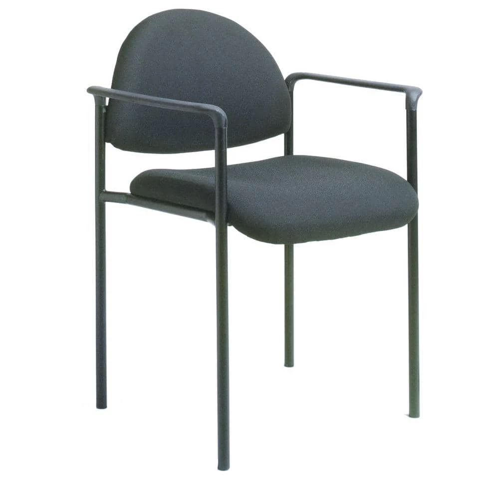 Black Fabric Cushions Black Steel Frame Molded Arm Caps Stackable Side Chair by BOSS Office Products 3 Black Fabric Cushions Black Steel Frame Molded Arm Caps Stackable Side Chair by BOSS Office Products